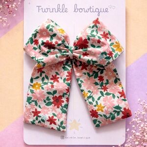 Twinkle Bowtique Floral Hair Bow - Red, Pink, and Green